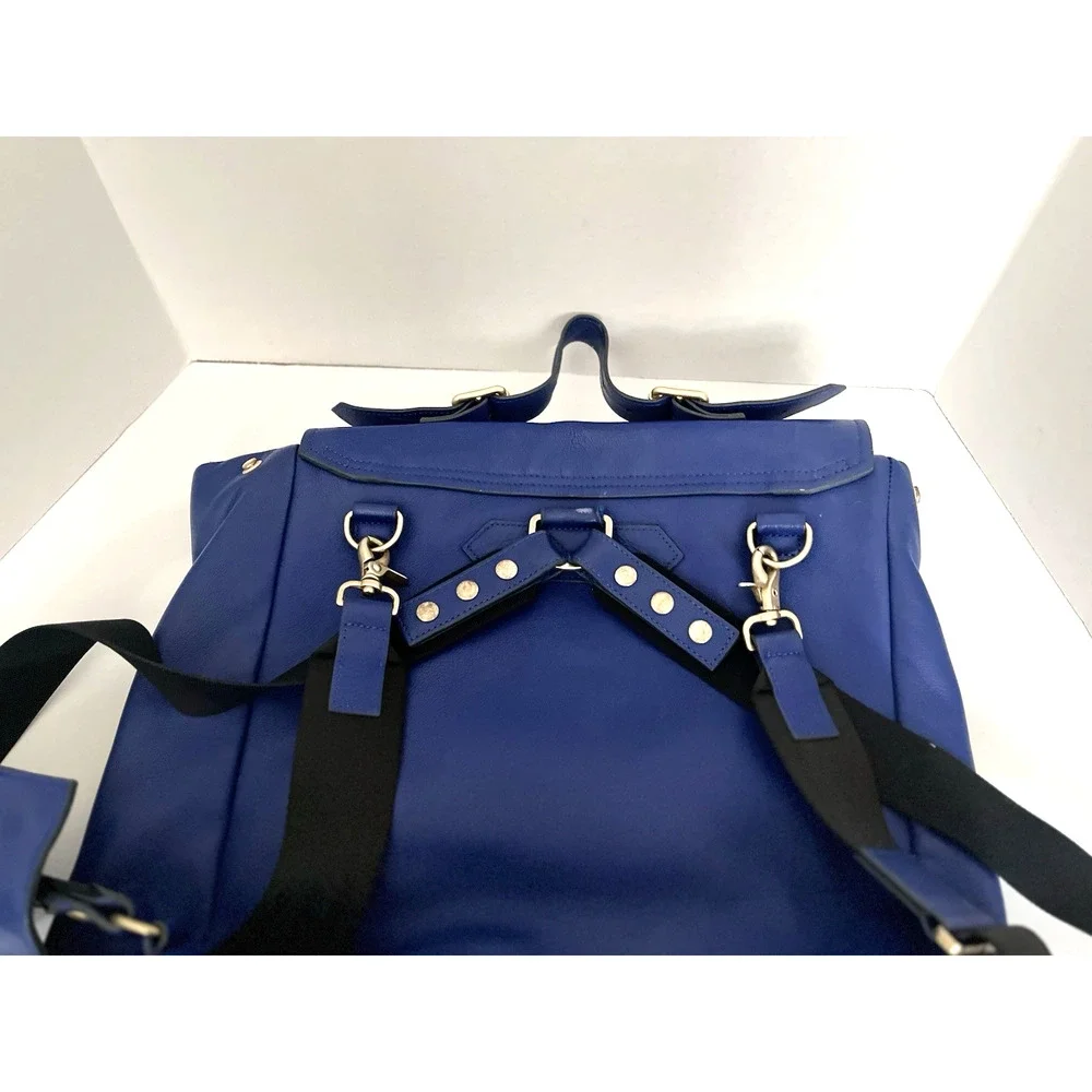 TIMBUK2 X PHOEBE DAHL JET SET CONVERTIBLE COBALT BLUE LEATHER BACKPACK